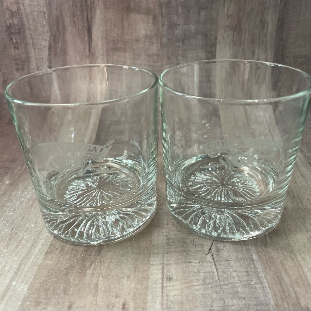 Set of 2 Chivas Regal Scotch Whiskey Aged 12 Years Large & Heavy Rocks Glasses